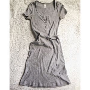 AA American Apparel Gray ribbed Stretch midi dress